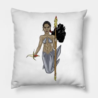 Black mermaid warriot Pillow