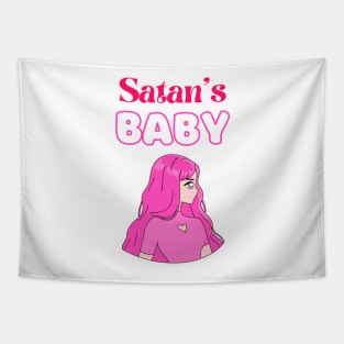 Satan's baby pastel pink background Tapestry