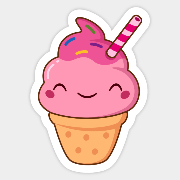 Adorable Cute Kawaii Summer Ice Cream Cartoon Emoji - Double Scoop Vin –  Shinobi Stickers