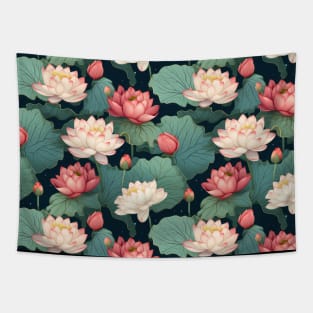 Serenity Blooms: Timeless Lotus Flower Pattern Tapestry