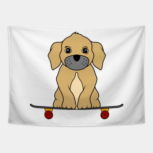 Dog as Skateboarder with Skateboard Tapestry