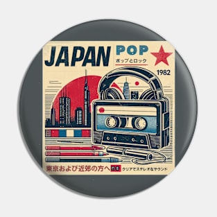 tshirt mug, sticker, print,  Retro Japan Pop Radio Station 1982 Pin