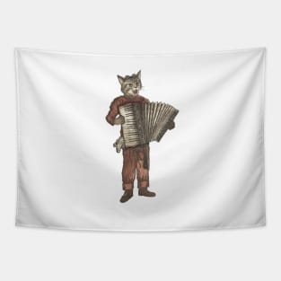 Accordion Cat with Goggles and Mask Tapestry