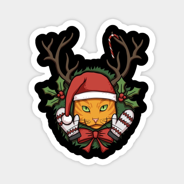 Ginger Christmas Cat Magnet by Cat Club