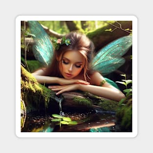 Fairy looking into pool Magnet