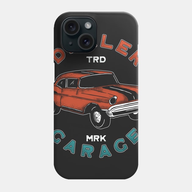 Car Dealer Garage Vintage Illustration Phone Case by Merchsides