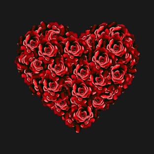 Red Rose Flower Heart T-Shirt