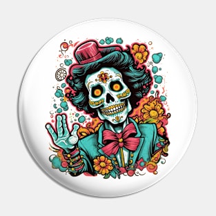 Channeling our creative side with this colorful skull graffiti Pin