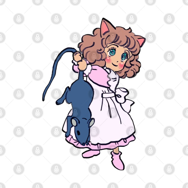 I draw pastel chibi neko with a rat / the star of cottonland by mudwizard