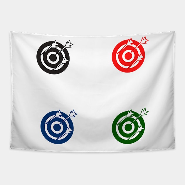 red blue green black target design Tapestry by creatilory