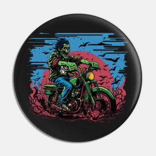 Zombie riding a motorcycle Pin