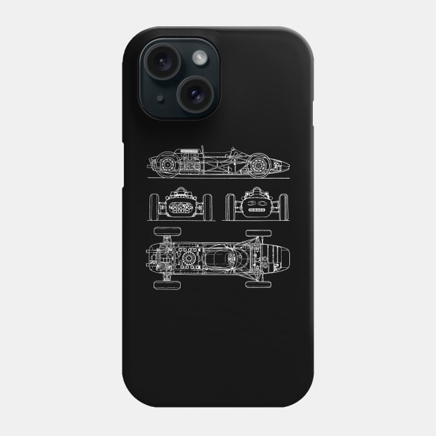 f1 car old blueprint Phone Case by Lamink