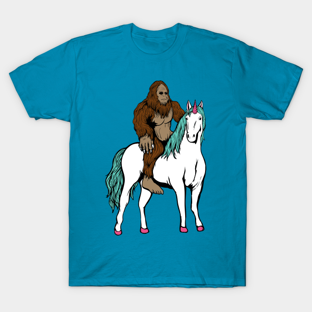 bigfoot riding a unicorn t shirt