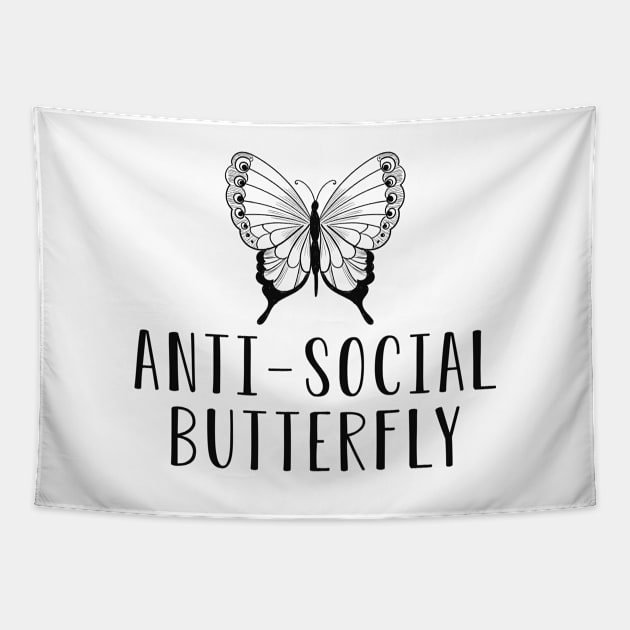 Introvert - Anti Social Butterfly Tapestry by KC Happy Shop