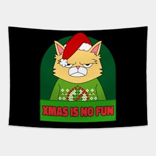 Cat funny, Christmas is no fun Tapestry