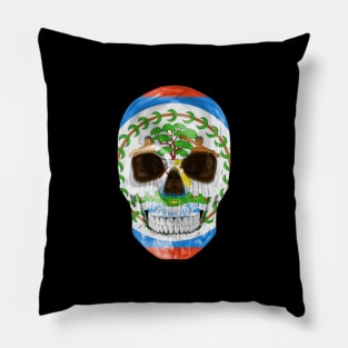 Belize Flag Skull - Gift for Belizean 19.02.52 With Roots From Belize Pillow