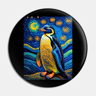 Penguin in starry night Pin