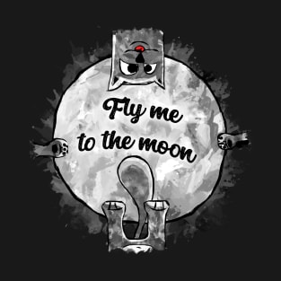 Fly me to the moon cat art T-Shirt