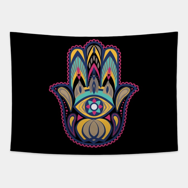 Hamsa Mandala Art Tapestry by lucid