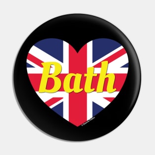 Bath England UK British Flag Heart Pin