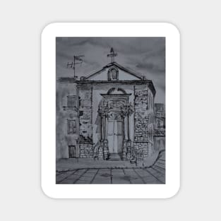 Watercolor sketch in bw - Chiesa delle Anime Sante. Enna, Sicily Magnet