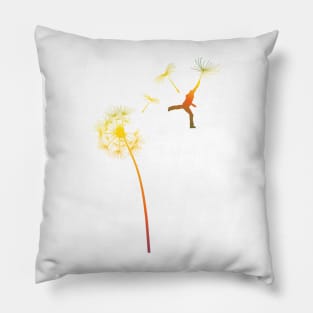 rainbow flying leap graphic illustration Pillow