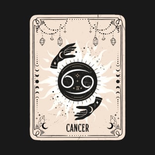 Cancer zodiac symbol card with fortune teller mystic hands. T-Shirt