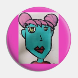 Blue Face Pink hair Pin