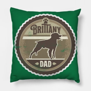 Brittany Dad - Distressed Brittany Spaniel Silhouette Design Pillow