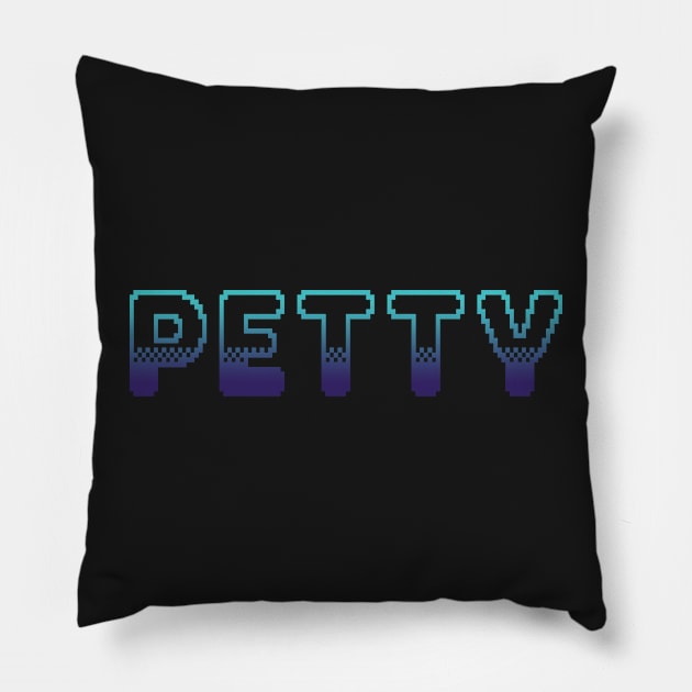 Petty Classic Video Game Graphic Blue Gradient Pillow by ArtHouseFlunky