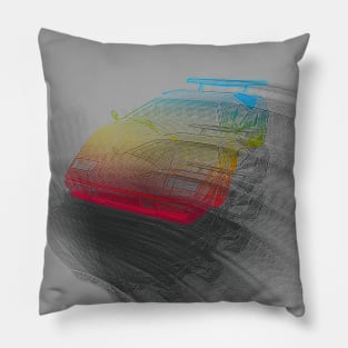 Lamborghini Countach Glitch Aesthetic Design Pillow