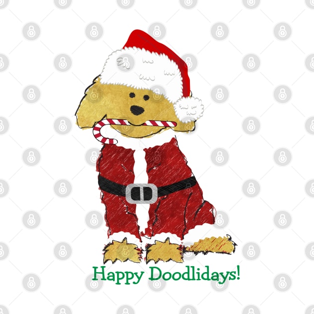 Cute Christmas Golden Doodle Santa Paws by emrdesigns