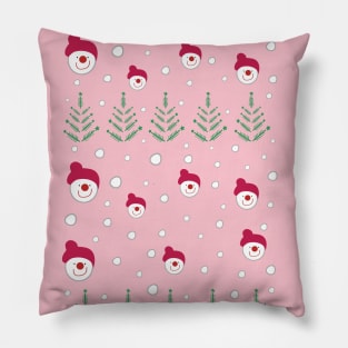 Snowman Christmas trees pattern Pillow