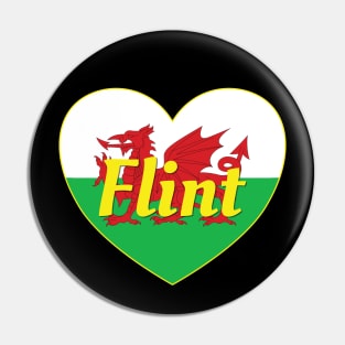 Flint Wales UK Wales Flag Heart Pin