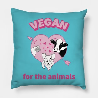 Vegan for the animals - cute cartoon farm animals Pillow