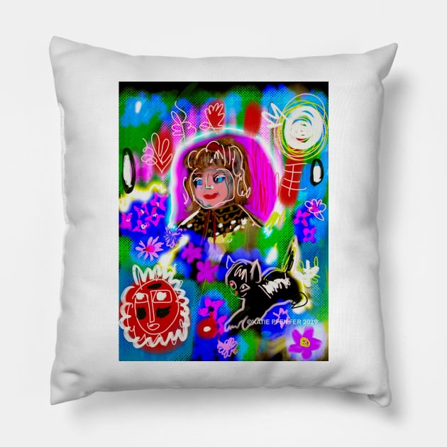 Dreaming  Pop art Cartoons Pillow by Kater