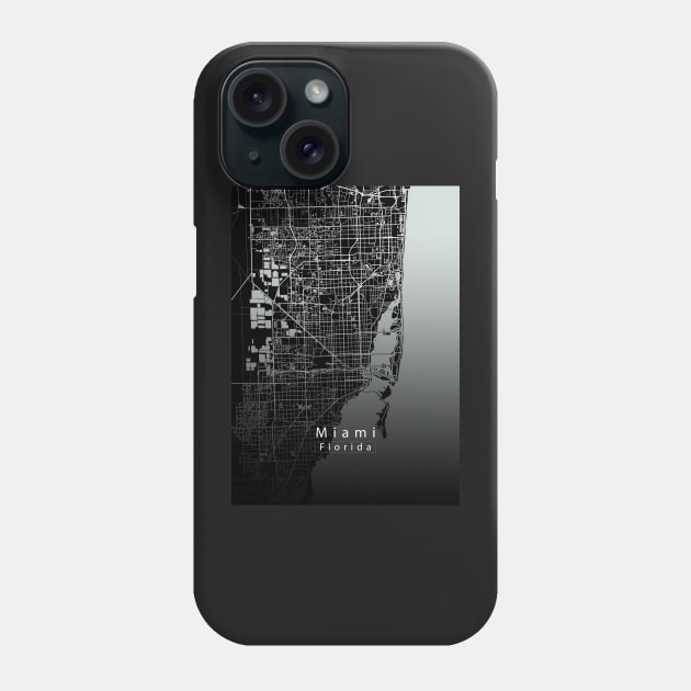 Miami Florida City Map dark Phone Case by Robin-Niemczyk