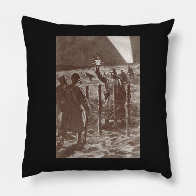The Christmas Truce, Western Front in 1914 Pillow by artfromthepast