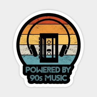 Powered by 90s Music: Retro Cassette Tape Player & Headphones Design Magnet