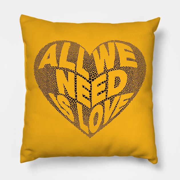 Stand With Ukraine, All we Need is Love, Dark Heart Pillow by Kylie Paul