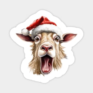 Funny Christmas Goat Face Magnet