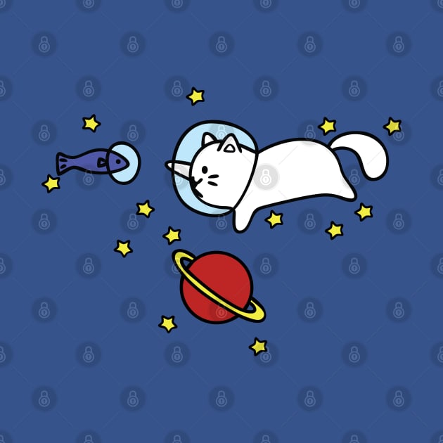 Galactic Adventurer Space Cat with Space Fish by FrogAndToadsWorkshop