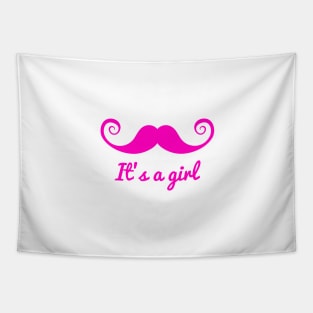 it's a girl text with pink mustache for baby shower Tapestry