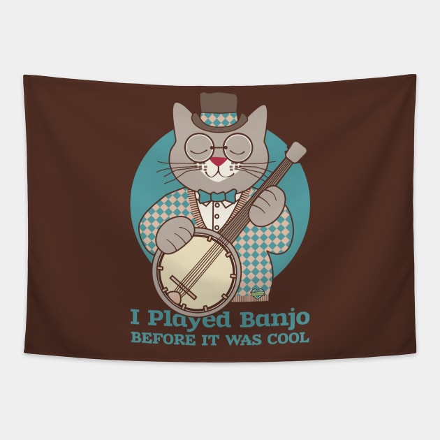 Cool Banjo Cat Tapestry by Sue Cervenka