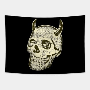 Horned Skull In Yellow Tapestry