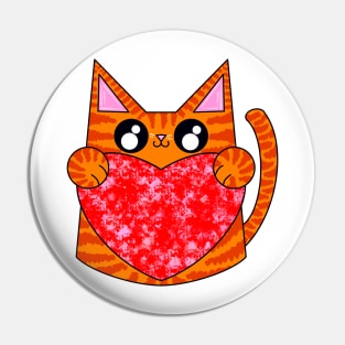 Bob The Orange Pattern Cat With Valentines Heart Pin