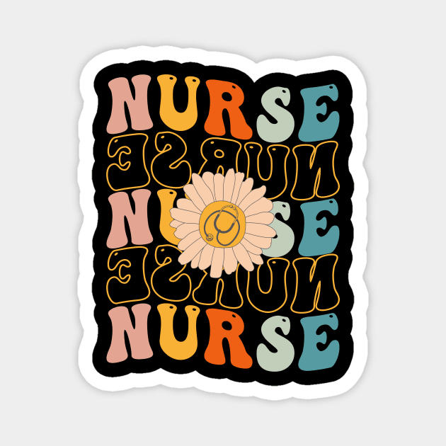 Retro Groovy Nurse Life For Women Nursing For Nurses Week Magnet by drag is art