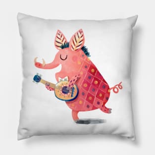 Pig playing on a banjo Pillow