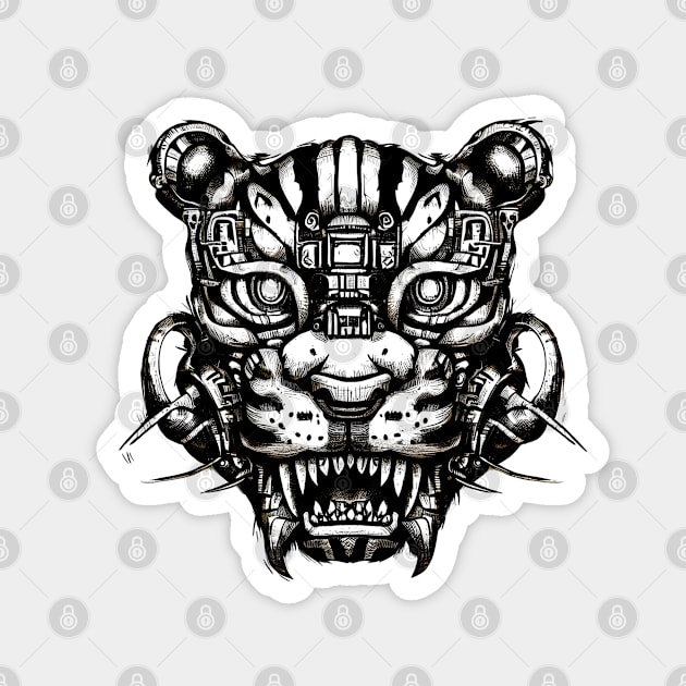 Mecha Tiger Head Weirdcore Magnet by Ravenglow