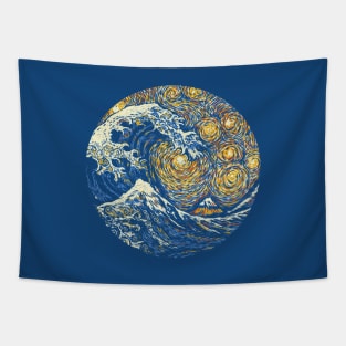 Kanagawa Wave The Starry Night by Tobe Fonseca Tapestry